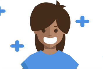 A cartoon woman smiles with plus signs behind her. This is a sneak-peek at the larger infographic on positive adoption language.