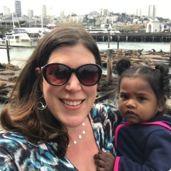 Jennifer with her daughter, Mira, at Pier 39.