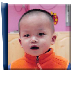 The twelfth door opens to reveal a toddler waiting in Asia for an adoptive family. He is wearing an orange vest.