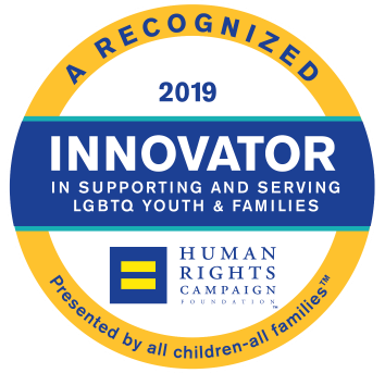 A seal for the Innovator-level of Human Rights Campaigns All-Children-All-Families LGBTQ inclusion report.