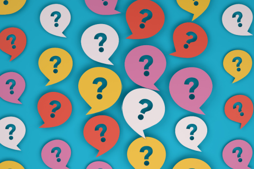 Colorful illustration of question marks