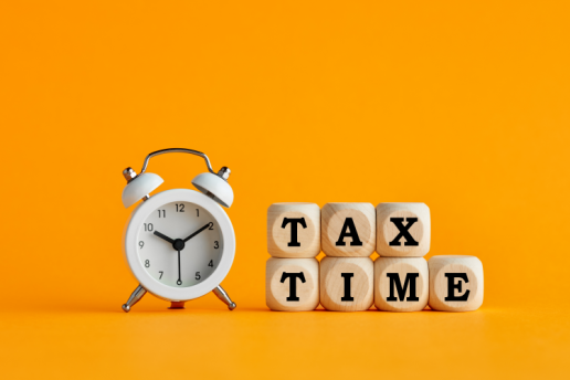 Image that says "tax time"