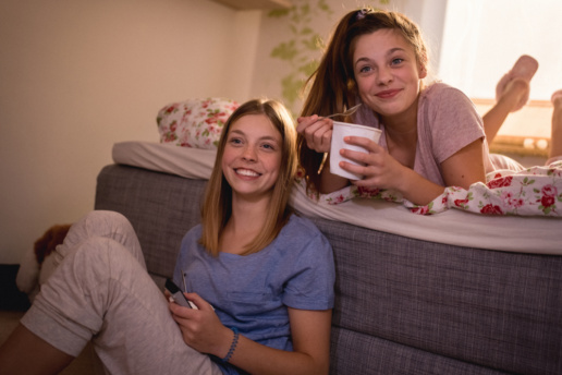Two teen girls in pjs