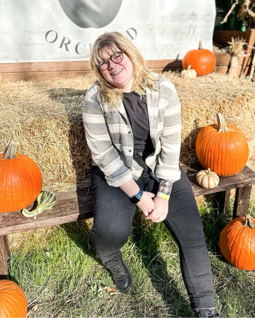 Adult woman at pumpkin patch