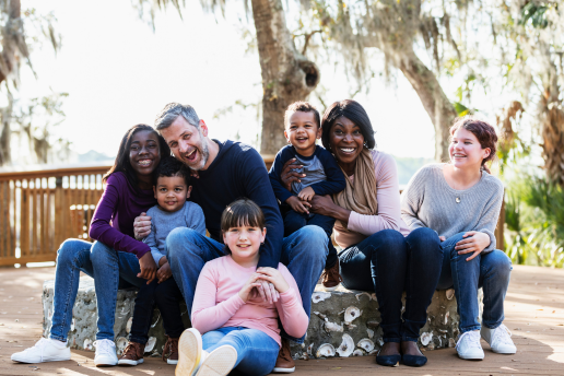 Multiracial blended family