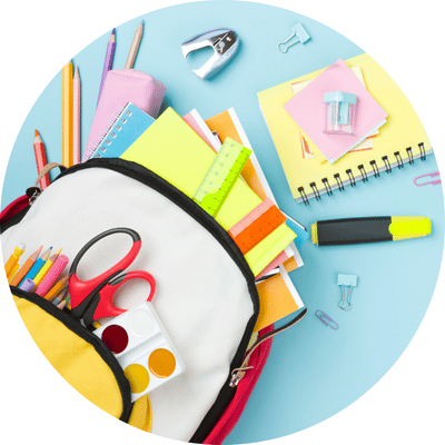 backpack full of school supplies